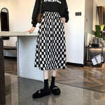 Corduroy A-line Midi Skirt With A Niche Designer-inspired Plaid Pattern