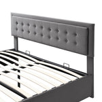 Upholstered Bed,Super King Size Bed-6ft180x200cm, Velvet Fabric, Double Bed, Large Storage Space,With Slats And Headboard,Without Mattress,Grey