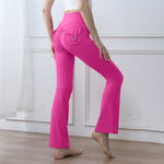Women's High-Waisted Cargo Pocket Peach Butt Yoga Pants For Autumn And Winter, European & American Style, Stretchy Lifting Butt Quick-Dry Athletic Leggings For Running And Fitness