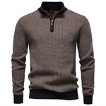 Mens Thickened Half-Zip Stand-Up Collar Casual Sweater