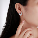 S925 Sterling Silver Butterfly Stud Earrings, D-VVS1 Marquise Moissanite Pave Wings, Platinum Plated 3.4g Women's Jewelry Gift Box