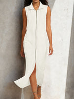 Sleeveless Tank Dress Solid-Color Elegant Plus-Size One-Piece Dress
