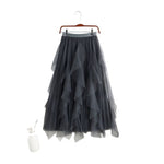 Elegant Mesh Patchwork And Calf-length Skirt