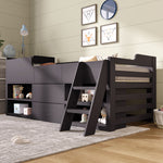 Cabin Bed Mid Sleeper Bed Frame Storage Kids Wooden Bed With Drawers Shelf Storage Low Sleeper Bed 3ft Single Children's White Wooden Bed - 3ft Single 90 X 190 Cm Frame Only