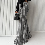 Slim-fit Striped Mid-rise Stretch Flare Pants In European And American Style