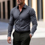 Mens Long-Sleeve Plus-Size Business Shirt