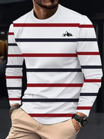 Men's Casual Crew-Neck Printed Long-Sleeve T-Shirt