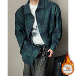Mens Casual American-Style Plaid Shirt