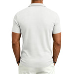 Mens Jacquard Plaid Relaxed-fit Stand-collar Short-sleeve Polo Shirt