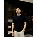 Mens Round-Neck Knitted Short-Sleeve T-Shirt