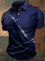Mens 3D Digital-Print Sporty-Casual Geometric Short-Sleeve Shirt