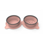 Portable Silicone Double Dog Food Bowls Foldable Non-Slip Cat Bowl Pet Travel Anti-Choking Feeding Bowl Outdoor