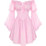 Off-shoulder Slim-fit Lace-up New Chiffon Long-sleeve Dress