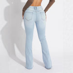 European And American-style Elastic Retro Flared Trendy Jeans For Women
