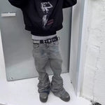 Mens Bell-Bottom Denim Jeans In American High-Street Style