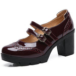 Chunky-heeled Patent Leather Wedge Sandals With A Strap-and-buckle Closure