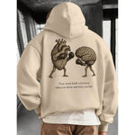 Mens Loose-fit Casual Printed Hooded Sweatshirt