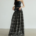 Lady's Vintage Checkered Long-style Casual Skirt