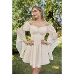 Off-shoulder Slim-fit Lace-up New Chiffon Long-sleeve Dress