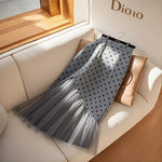 Womens High-waisted Gray Polka-dot Skirt