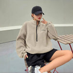 Womens Casual Sweatshirt With Drawstring And Letter