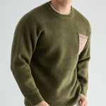 Mens Thickened Crew-Neck Knitted Sweater