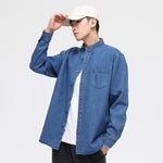 Mens Long-sleeve Shirt Slim-fit Casual Jacket