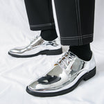 Mens Casual Pointed-toe Glossy Leather Shoes In British Style