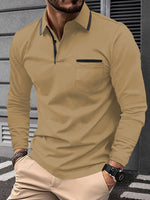 Mens Business-Casual Long-Sleeve Polo Shirt