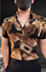 Men's Fashion Tiger Stripes Print Shirt