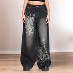 Straight-leg Washed Distressed Casual Jeans
