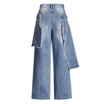 Casual Faux Two-piece Ripped Jeans
