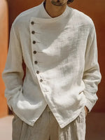 Mens Retro Loose-Fit Crew-Neck Shirt