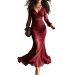 Cross-wrap Waist-cinching Chiffon Maxi Dress