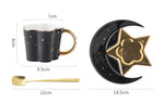 Creative Ceramic Cup With Star And Moon Saucer