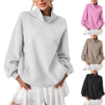 Womens Loose-fit Pullover Turtleneck Long-sleeve Sweatshirt
