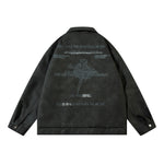 Men's Cross Print Loose Leather Jacket