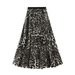 Retro Leopard-print Pleated Midi Skirt
