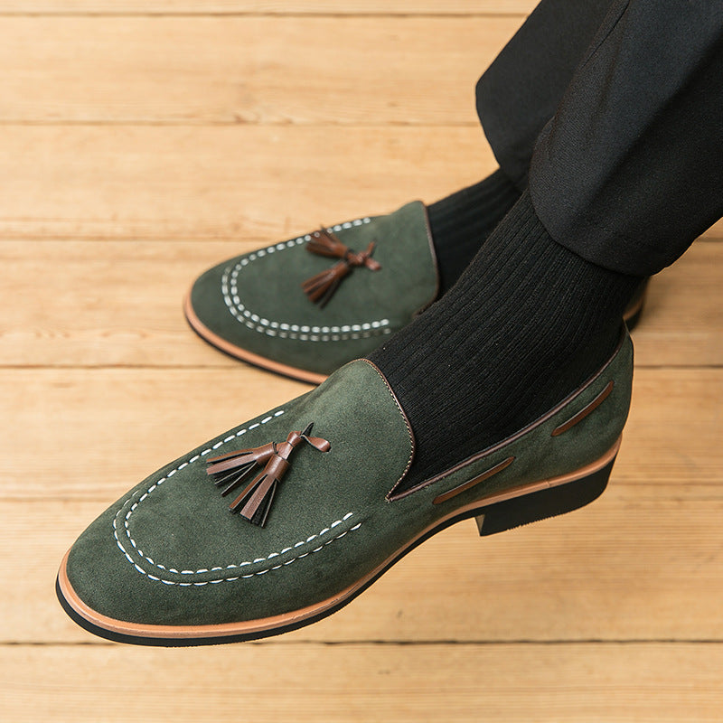 Men's Low Cut Casual And Fashionable Youth Frosted Leather Bean Shoes