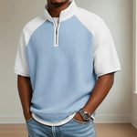 Mens Color-Block Printed Waffle-Weave Casual Top