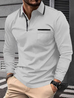 Mens Business-Casual Long-Sleeve Polo Shirt