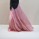 Ruffled Forest Girl Style Traditional Chinese Inspired Cotton Linen A Line Maxi Skirt