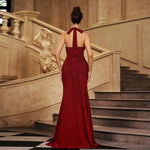 Glitter Halter Neck Mermaid Evening Gown