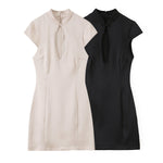 Summer New Silk-satin-feel Slit Mini Dress