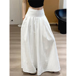 Pleated High-waisted A-line Maxi Skirt
