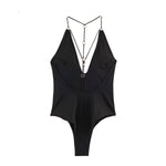 V-neck Tummy-flattering Figure-hugging Jumpsuit