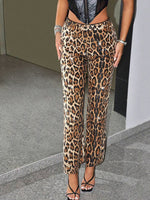 Printed Sequins Leopard Print European And American Straight-leg Trousers