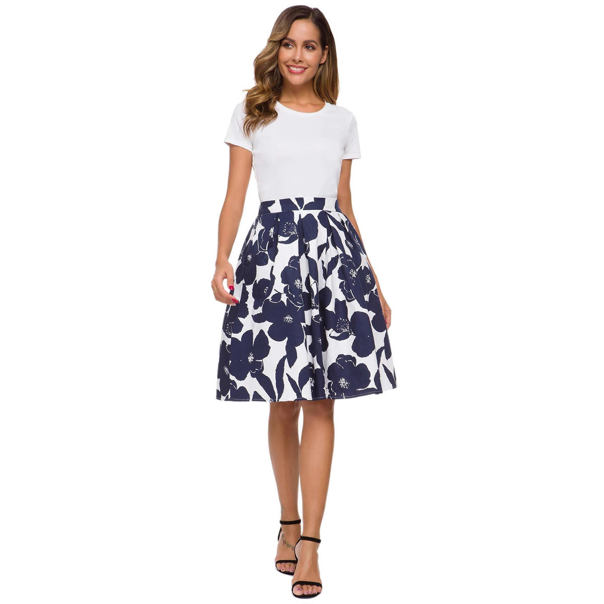 Digital-print Womens Midi Skirt