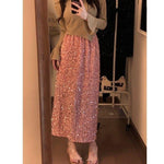 Womens Solid-Color Velvet Sequin Slit Skirt