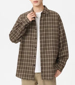 New Mens Long-sleeve Plaid Shirt